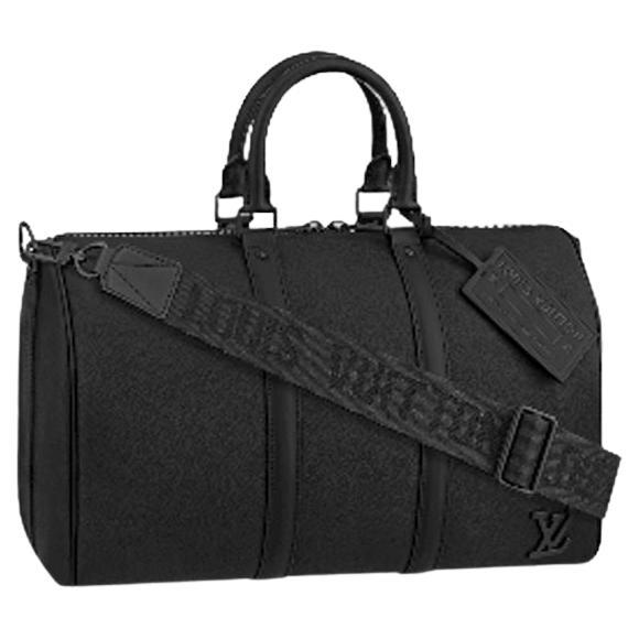 Louis Vuitton LV Aerogram Keepall Bandoulière 40 Bag Black Cowhide Leather