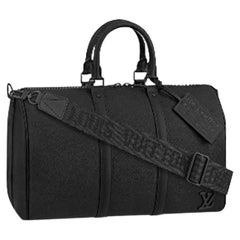 Louis Vuitton LV Aerogram Keepall Bandoulière 40 Tasche Schwarzes Rindsleder