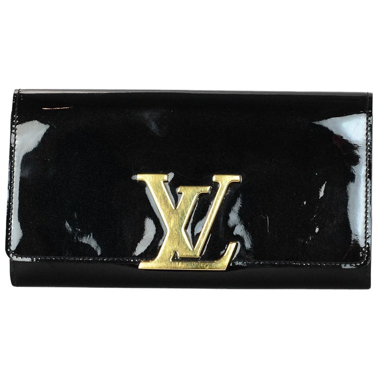 Louis Vuitton LV Black Vernis Patent Leather Louise Logo Wallet For Sale at  1stDibs