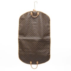 LOUIS VUITTON LV brown monogram canvas leather trim hook hanger garment bag