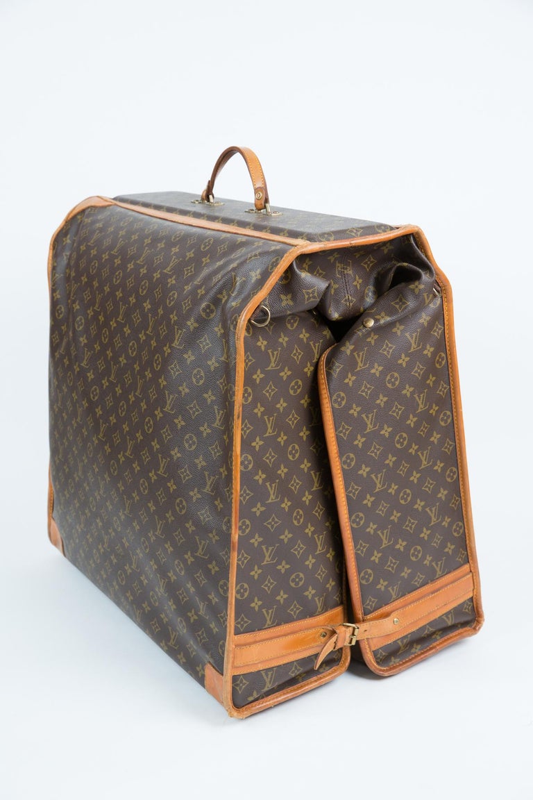 Louis Vuitton Brown Nylon Foldable Garment Bag on Gold LV Hanger