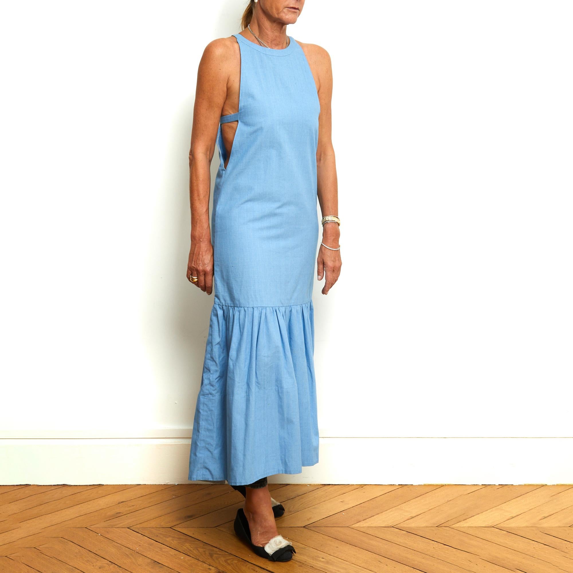 Louis Vuitton LV Klarblaues Mid-Century-Kleid aus Denim XS für Damen oder Herren im Angebot