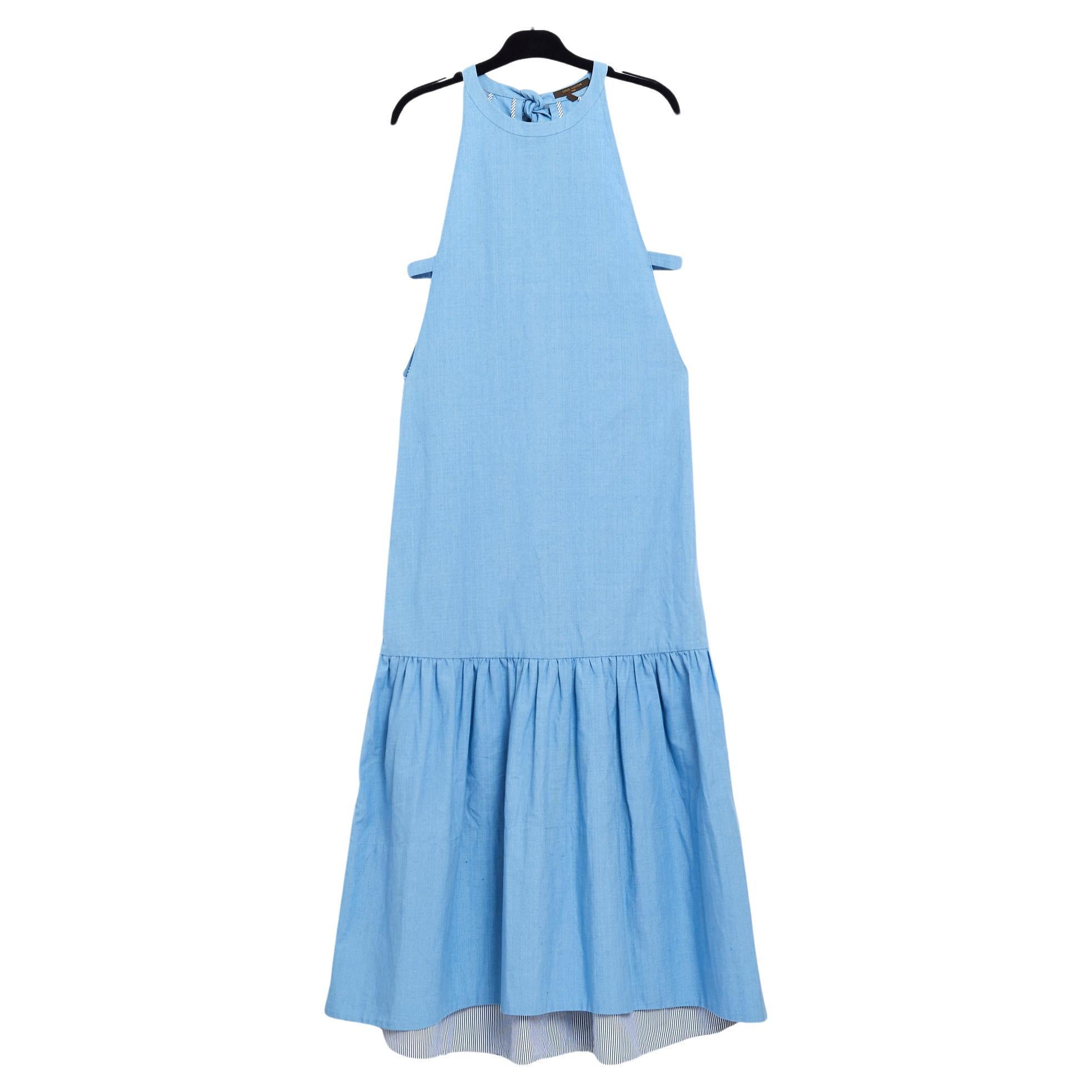 Louis Vuitton LV Clear Blue Denim mid long Dress XS For Sale