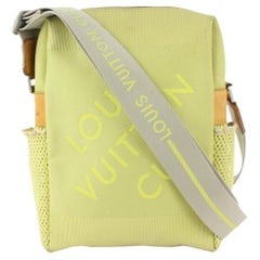 Louis Vuitton - Sac à bandoulière « Geant Danube » en damier vert citron, coupe inclinée, état neuf dans sa boîte