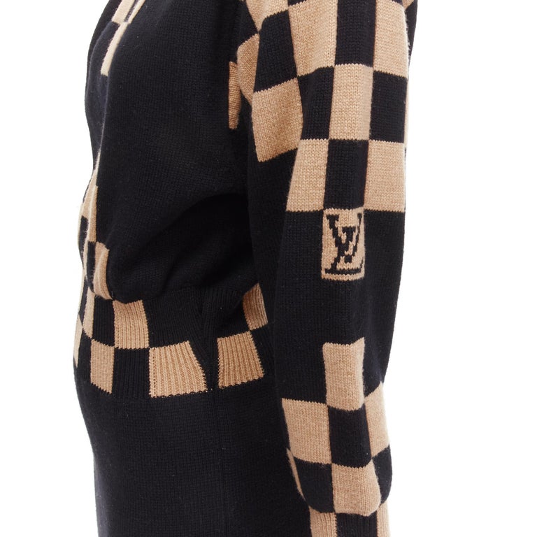 LOUIS VUITTON LV Damier wool cashmere pixel illusion knit dress S For ...