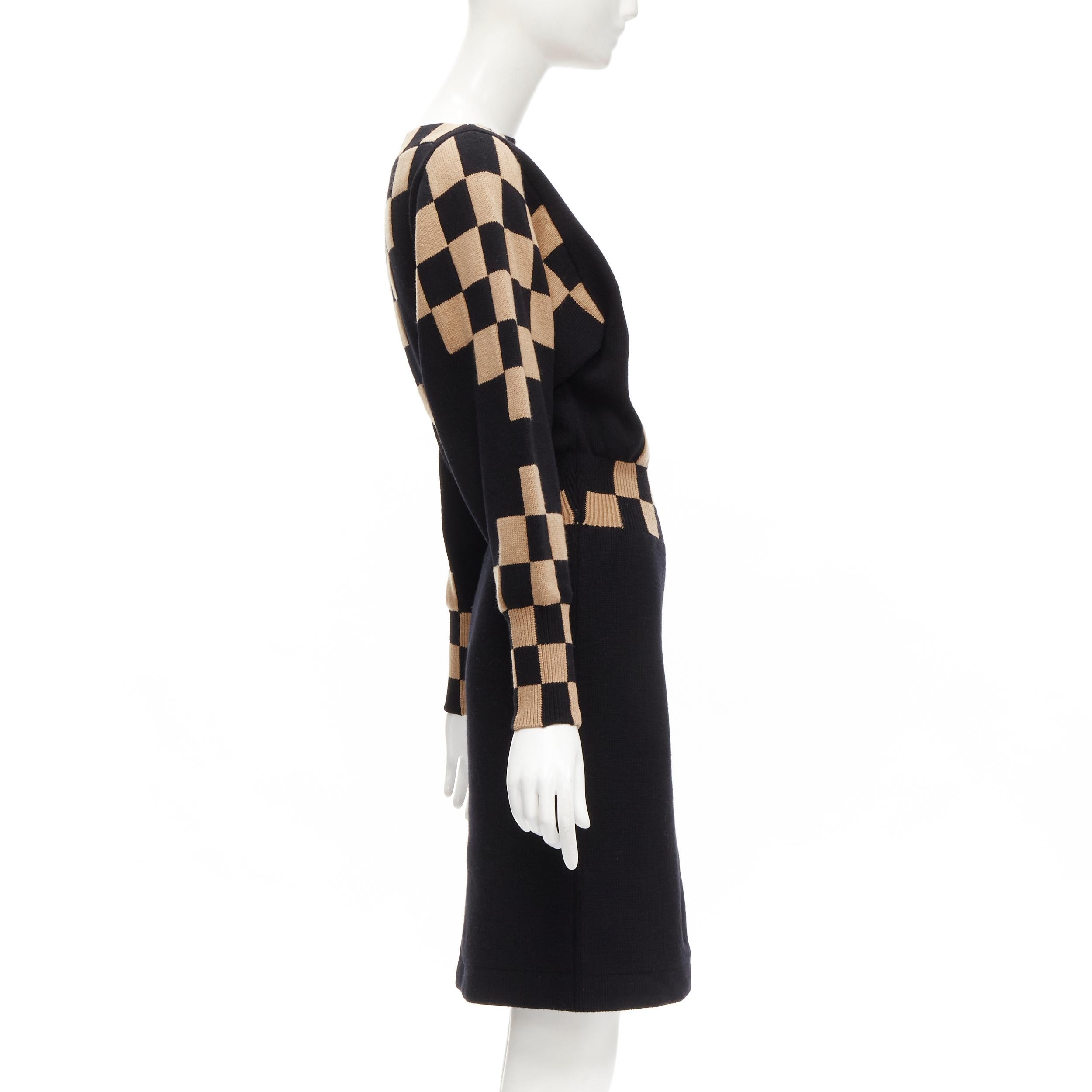 LOUIS VUITTON LV Damier wool cashmere pixel illusion knit dress S In Excellent Condition For Sale In Hong Kong, NT