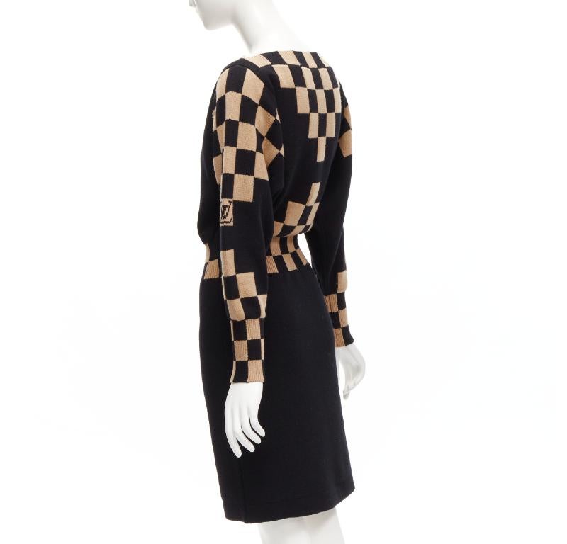 LOUIS VUITTON LV Damier wool cashmere pixel illusion knit dress S For Sale 1