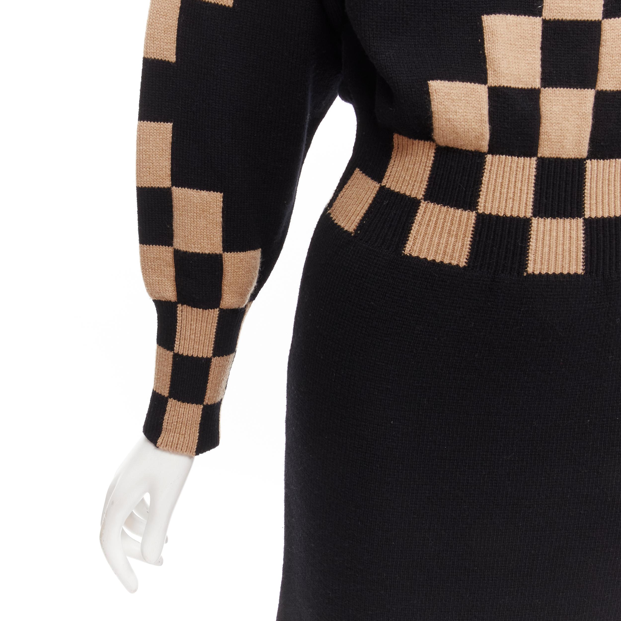 Louis Vuitton - Robe en maille à illusion de pixels en laine et cachemire damier, taille S en vente 3