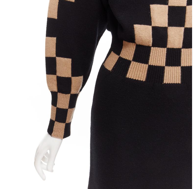 LOUIS VUITTON LV Damier wool cashmere pixel illusion knit dress S For Sale 3