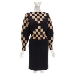 LOUIS VUITTON LV Abito in maglia pixel di lana e cashmere Damier S