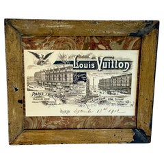 Stampa con logo LV French Art di Louis Vuitton in cornice vintage in legno