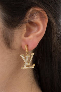 Louis Vuitton LV Gold Tone Long Earrings