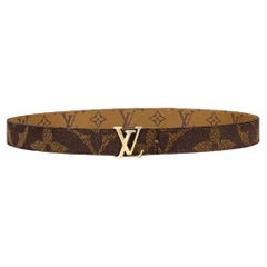 Louis Vuitton LV Eclipse 20 mm Reversible Belt Brown Leather. Size 90 cm