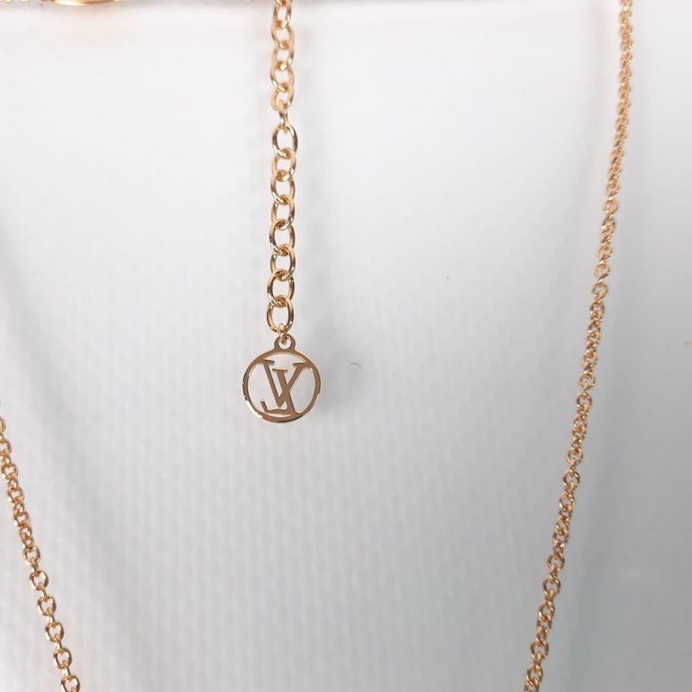 LOUIS VUITTON Enamel LV Iconic Necklace Gold Pink 1272444