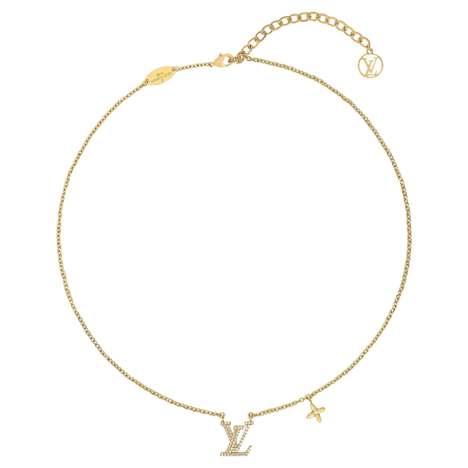 LOUIS VUITTON Enamel LV Iconic Necklace Gold Pink 1272444