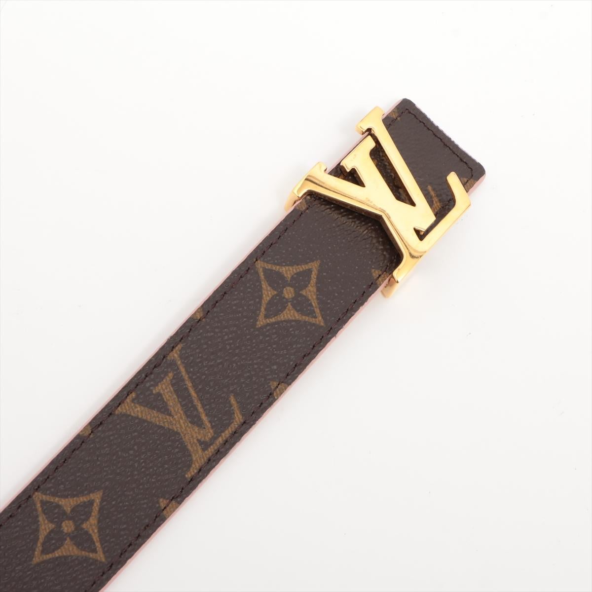 Louis Vuitton LV Initiales Monogram Reversible Belt Rose Ballerine In Good Condition For Sale In Indianapolis, IN