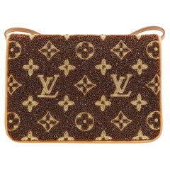 LOUIS VUITTON LV Limitierte Auflage Braun Gold Perlee Abend Umhängetasche mit Perlen