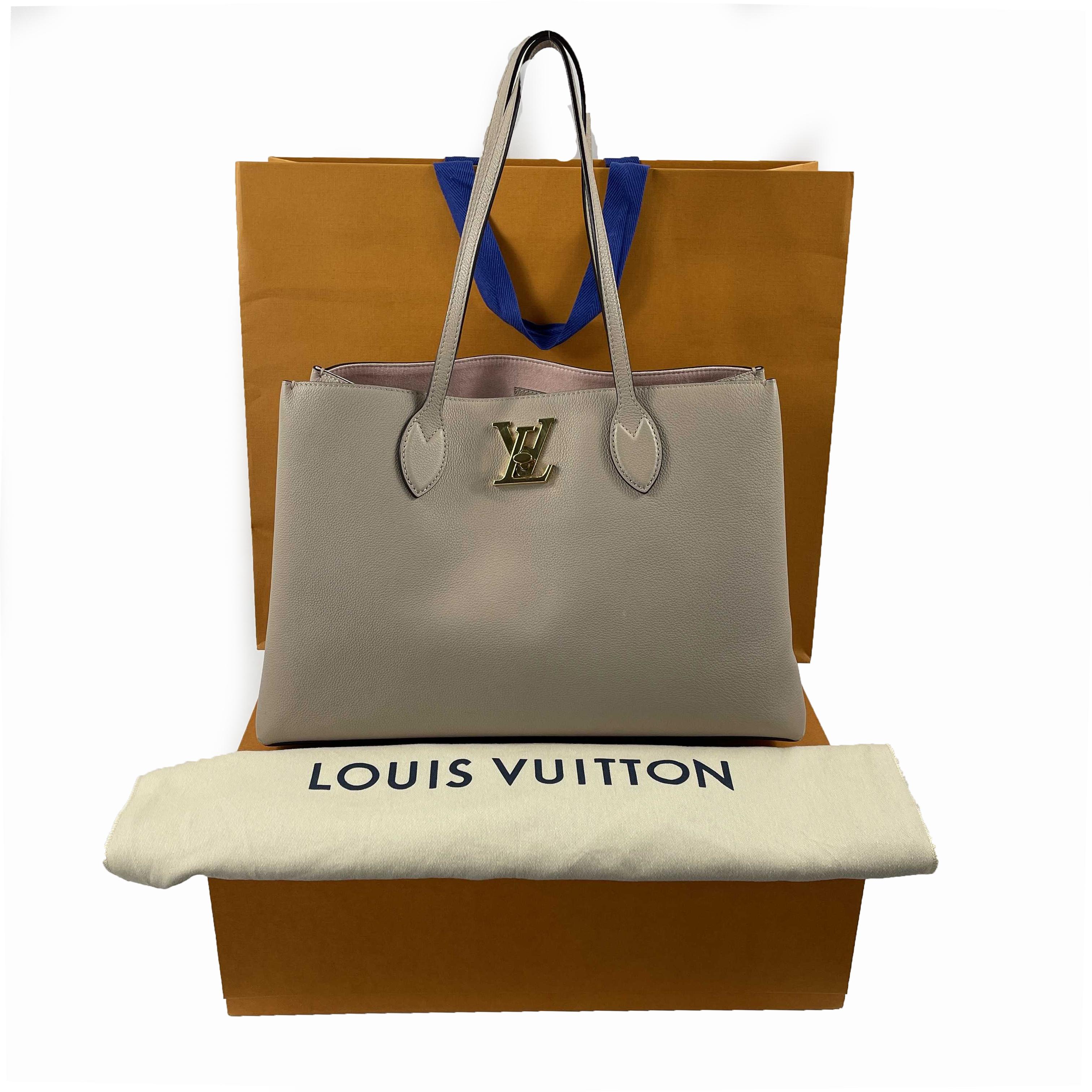 Brown Louis Vuitton LV Lockme Shopper Shoulder Tote Greige Taupe w/ Kit