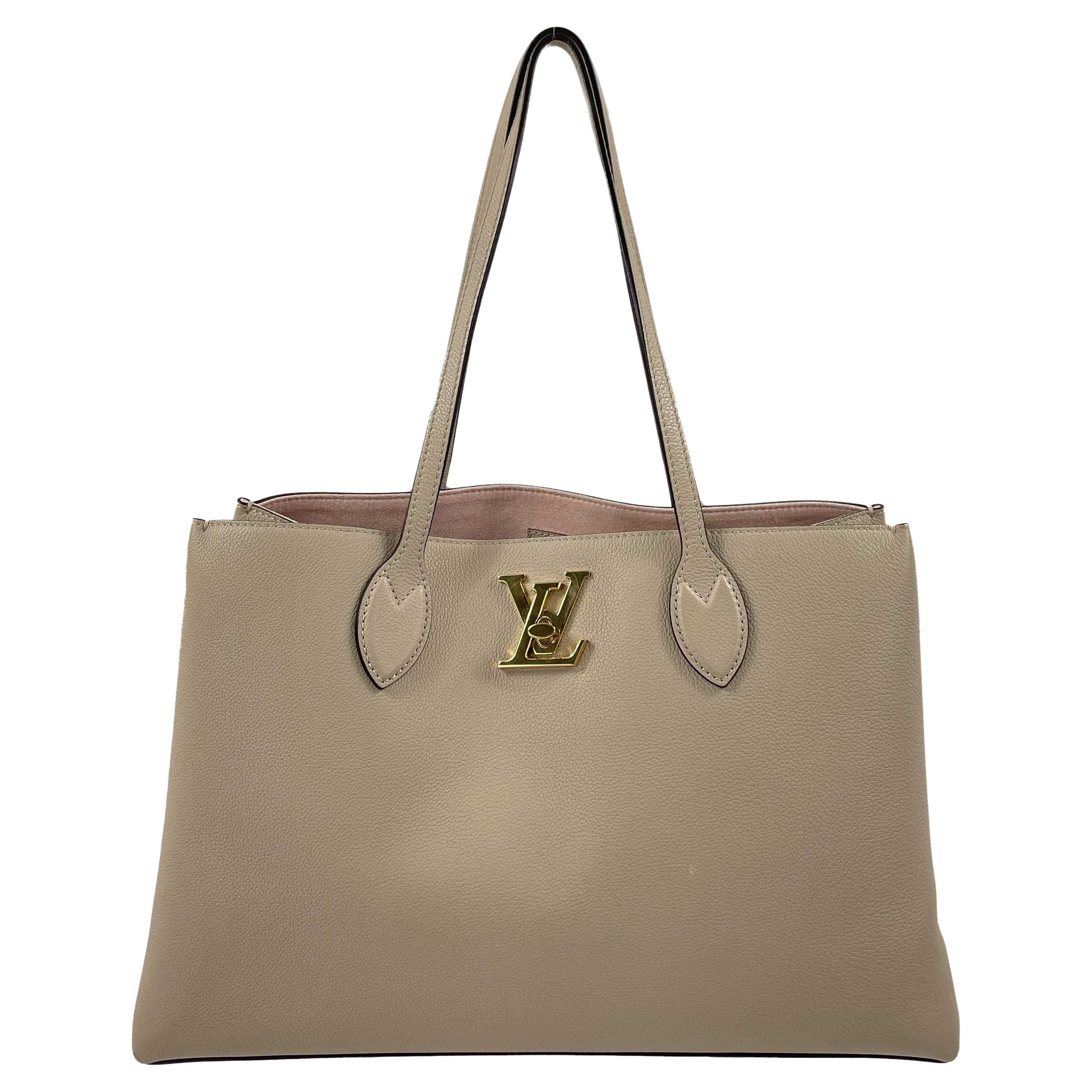 Louis Vuitton LV Lockme Shopper Shoulder Tote Greige Taupe w/ Kit