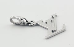 Louis Vuitton LV Logo 18k White Gold Charm Pendant