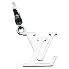 Louis Vuitton LV Logo 18k White Gold Charm Pendant