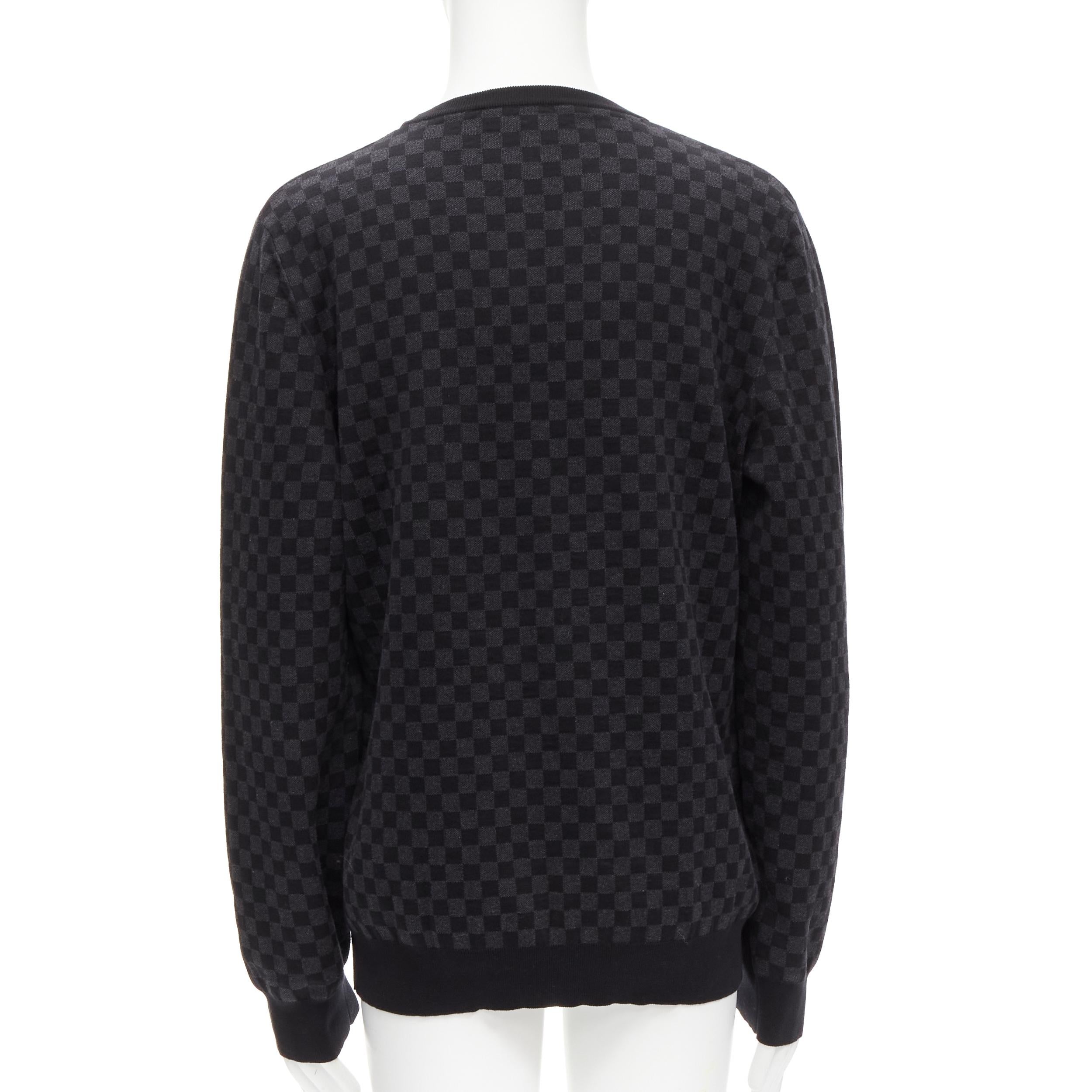 LOUIS VUITTON LV logo black grey signature damier check sweater XL 1