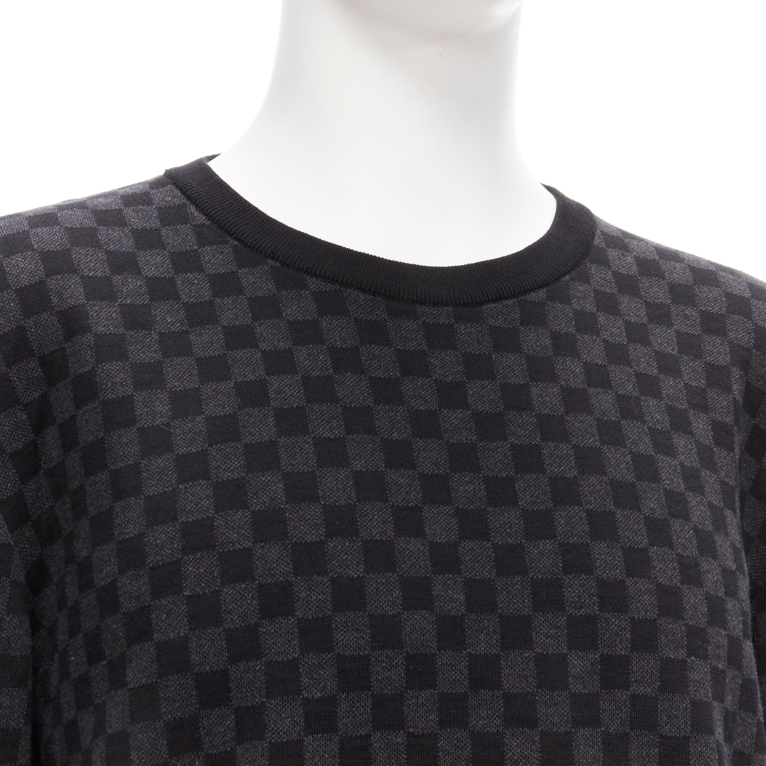 LOUIS VUITTON LV logo black grey signature damier check sweater XL 3