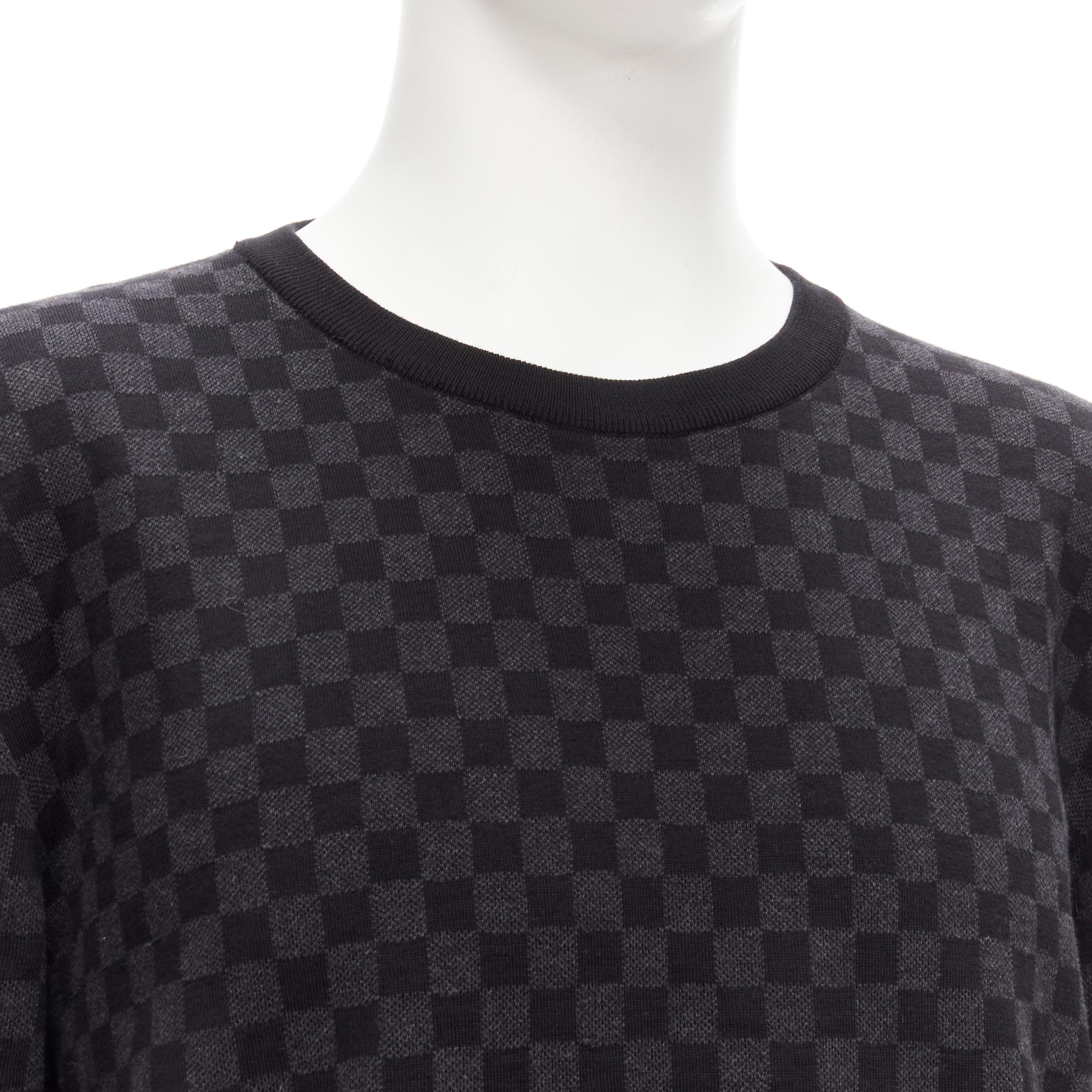 LOUIS VUITTON LV logo black grey signature damier check sweater XL 3
