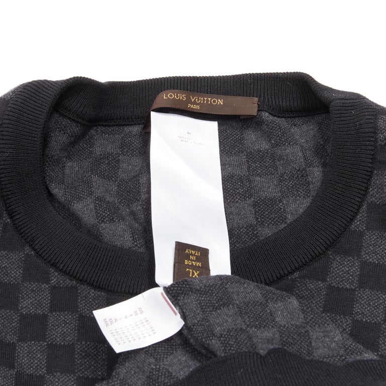 LOUIS VUITTON LV logo black grey signature damier check sweater XL at  1stDibs