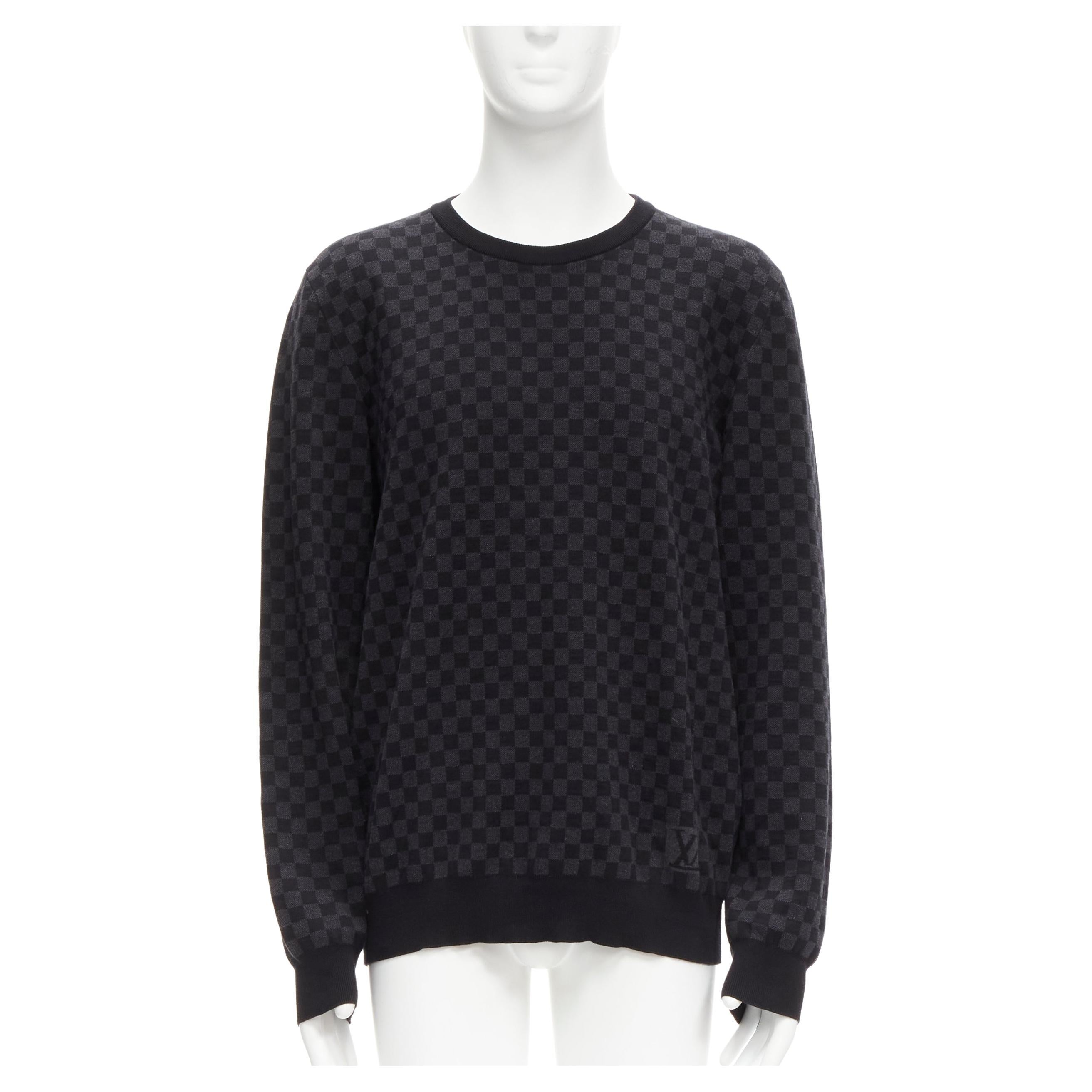 LOUIS VUITTON LV logo black grey signature damier check sweater XL