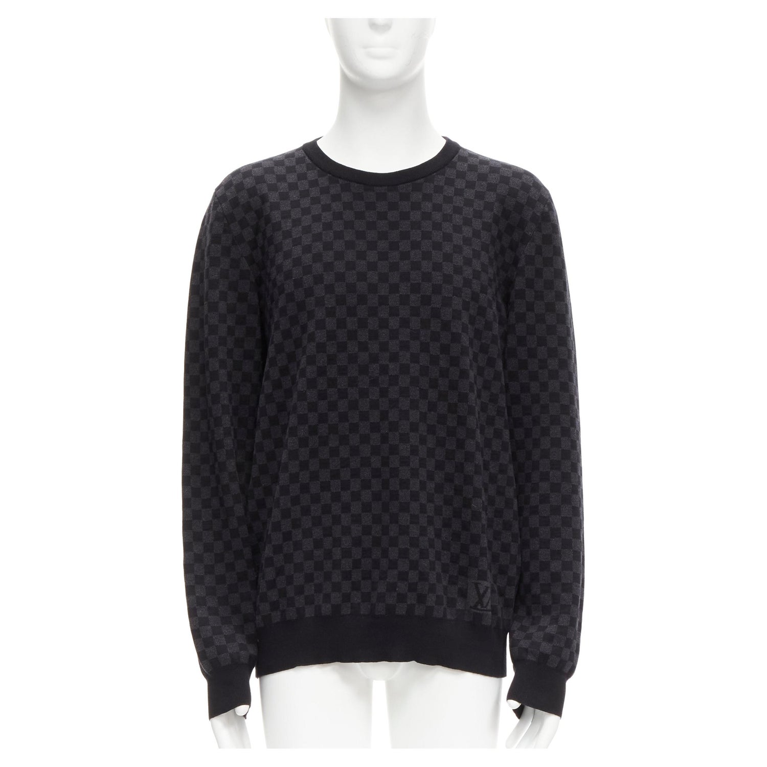 Louis Vuitton Men's Giant Distorted Damier Crewneck Sweater Wool