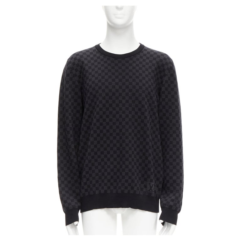 LOUIS VUITTON LV logo black grey signature damier check sweater XL at  1stDibs