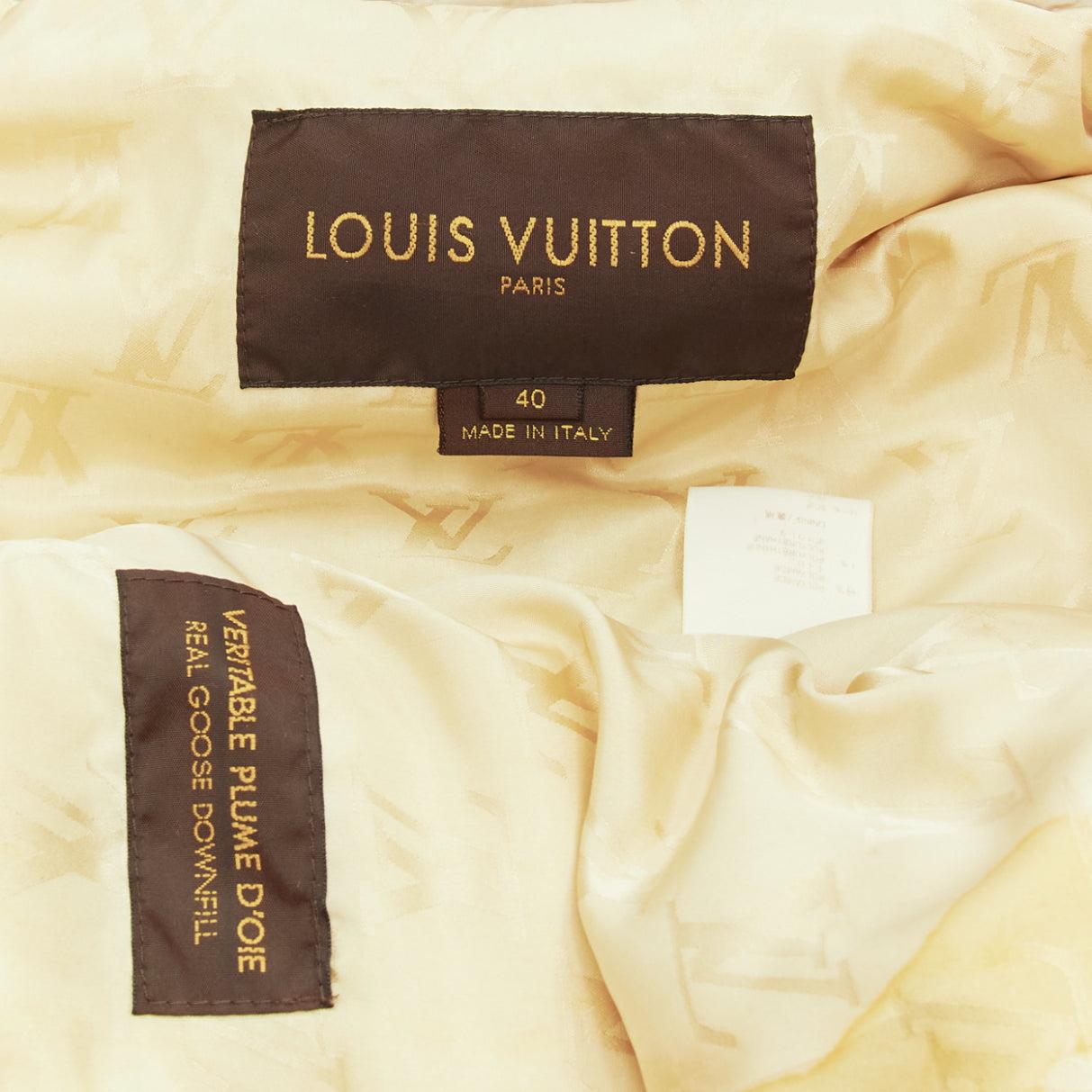 LOUIS VUITTON LV logo brown fur collar belted down puffer jacket FR40 L 4