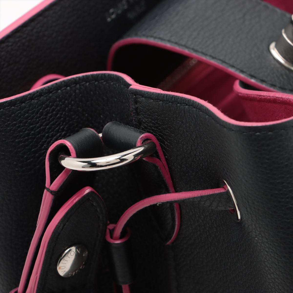 Louis Vuitton LV Logo Lockme Bucket Shoulder Bag Black Fuchsia 10