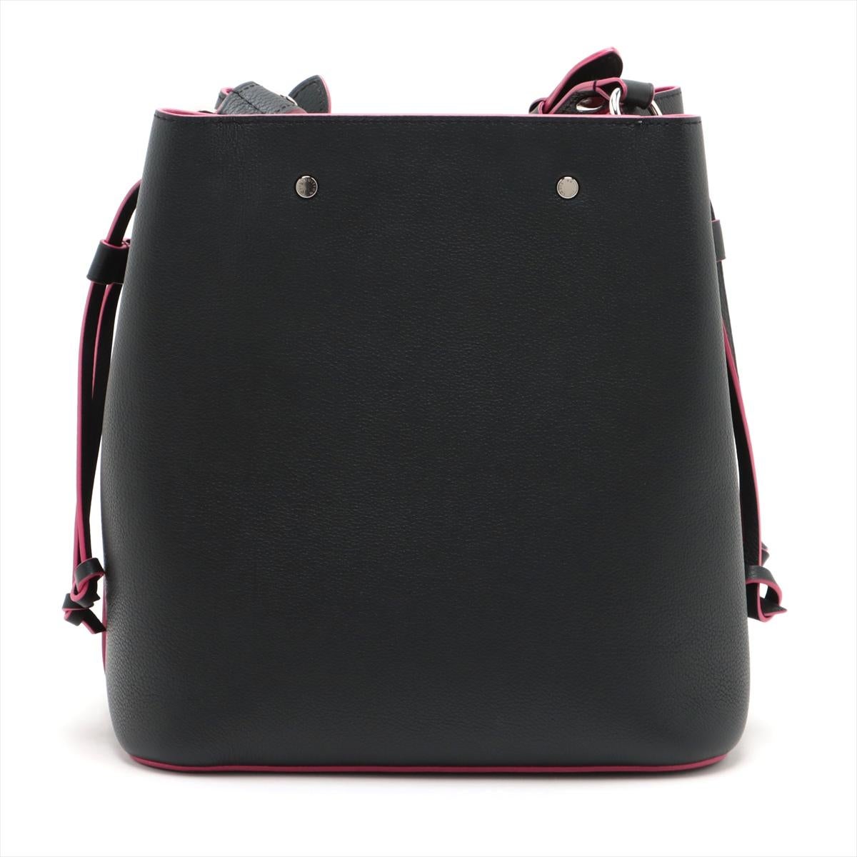 Louis Vuitton LV Logo Lockme Bucket Shoulder Bag Black Fuchsia In Good Condition In Indianapolis, IN