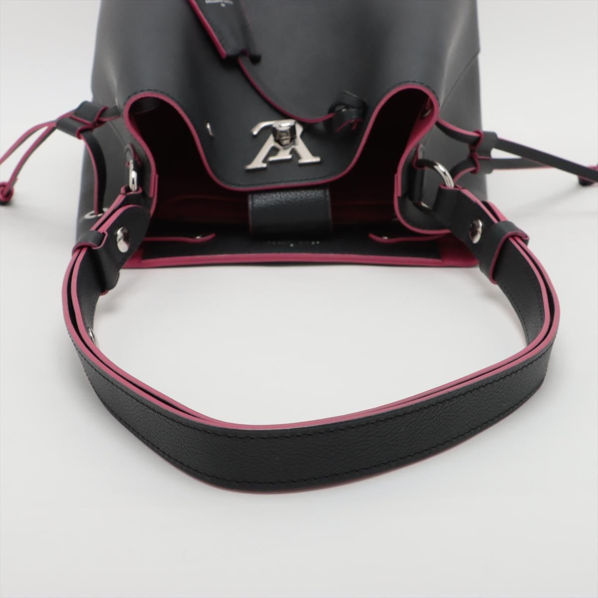 Louis Vuitton LV Logo Lockme Bucket Shoulder Bag Black Fuchsia 2
