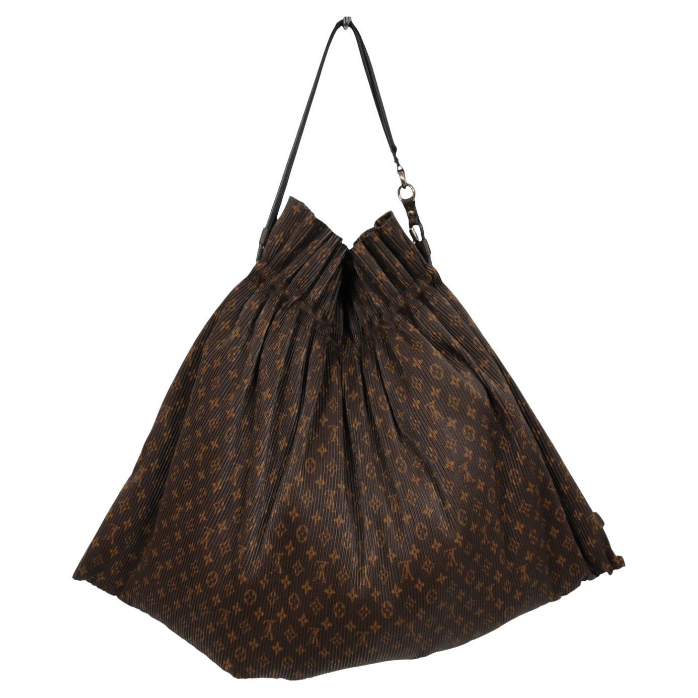 Louis Vuitton Lv Logo Monogram Pleated Explorer Bag MM Brown Tan Red Leather