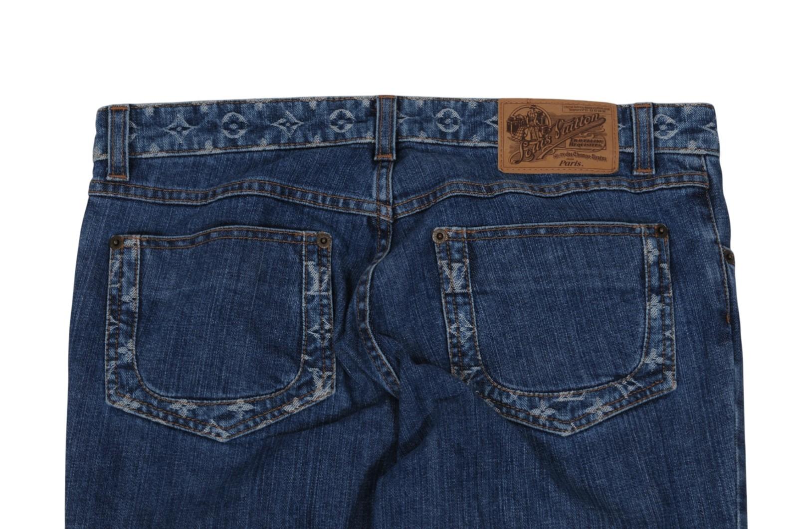 Vaqueros Louis Vuitton Lv Logo Monogram Raw Hem talla US 8 IT 40 Azul Wash Denim en venta 5