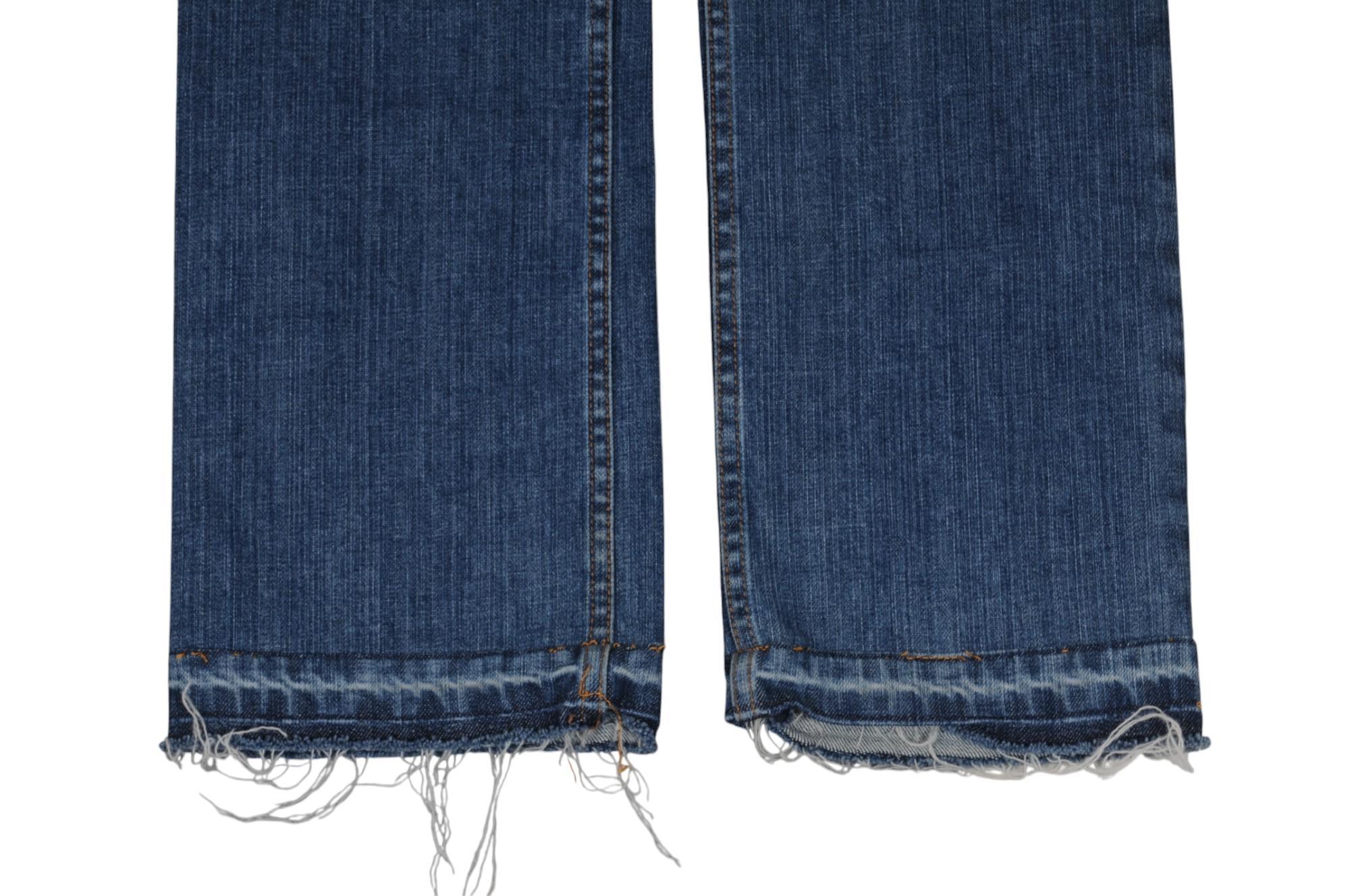 Vaqueros Louis Vuitton Lv Logo Monogram Raw Hem talla US 8 IT 40 Azul Wash Denim en Excelente estado para la venta en North Miami, FL