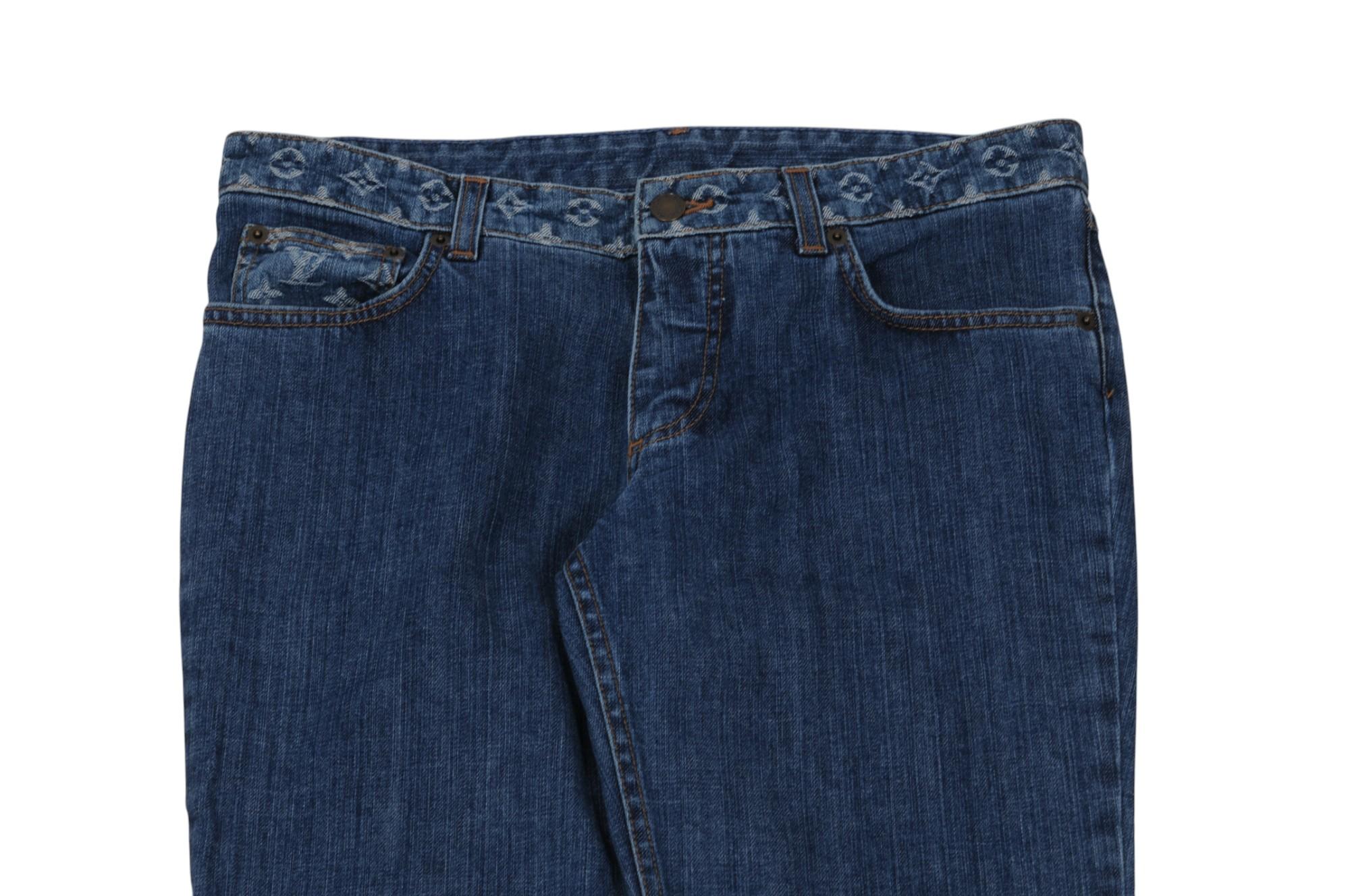 Vaqueros Louis Vuitton Lv Logo Monogram Raw Hem talla US 8 IT 40 Azul Wash Denim en venta 1