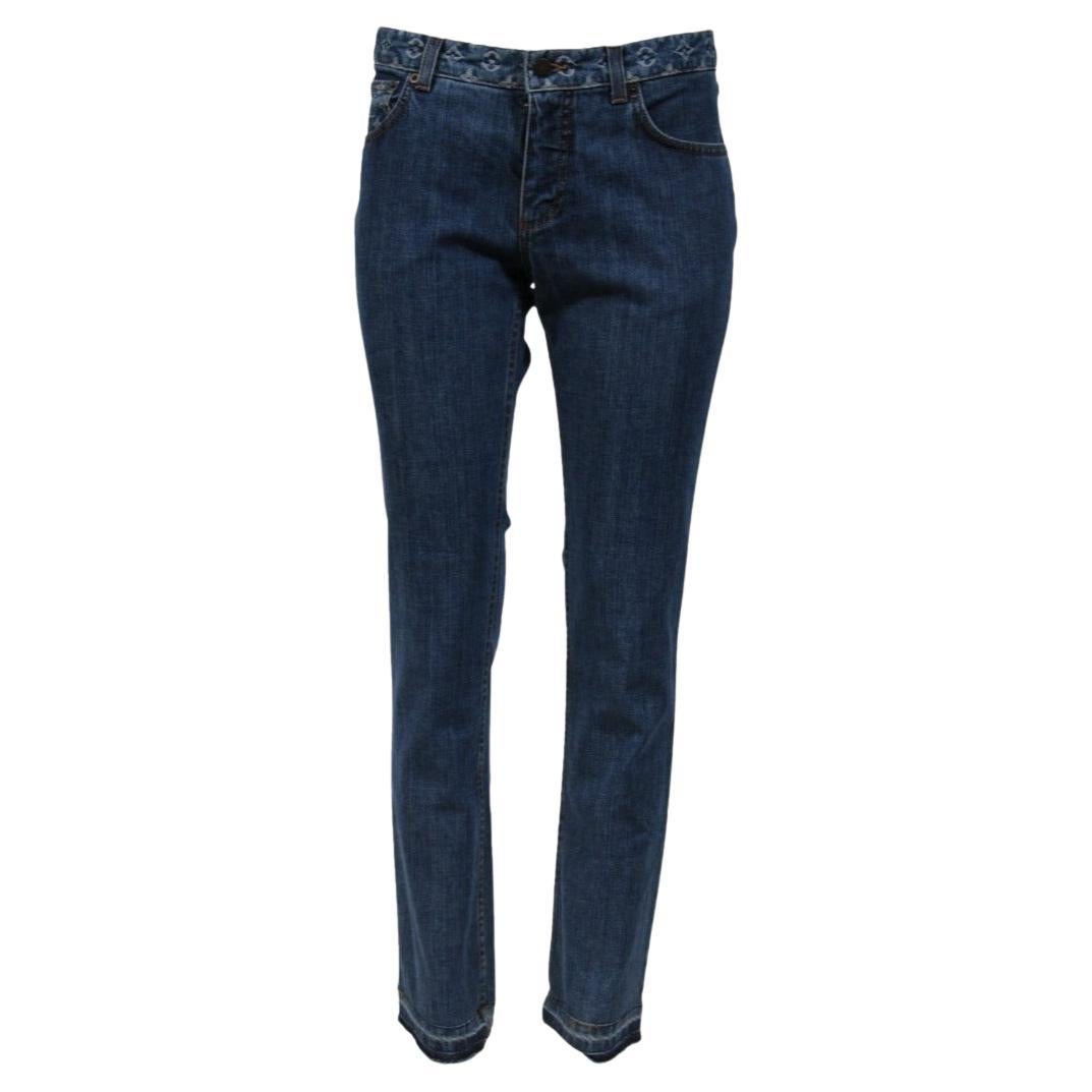 Vaqueros Louis Vuitton Lv Logo Monogram Raw Hem talla US 8 IT 40 Azul Wash Denim