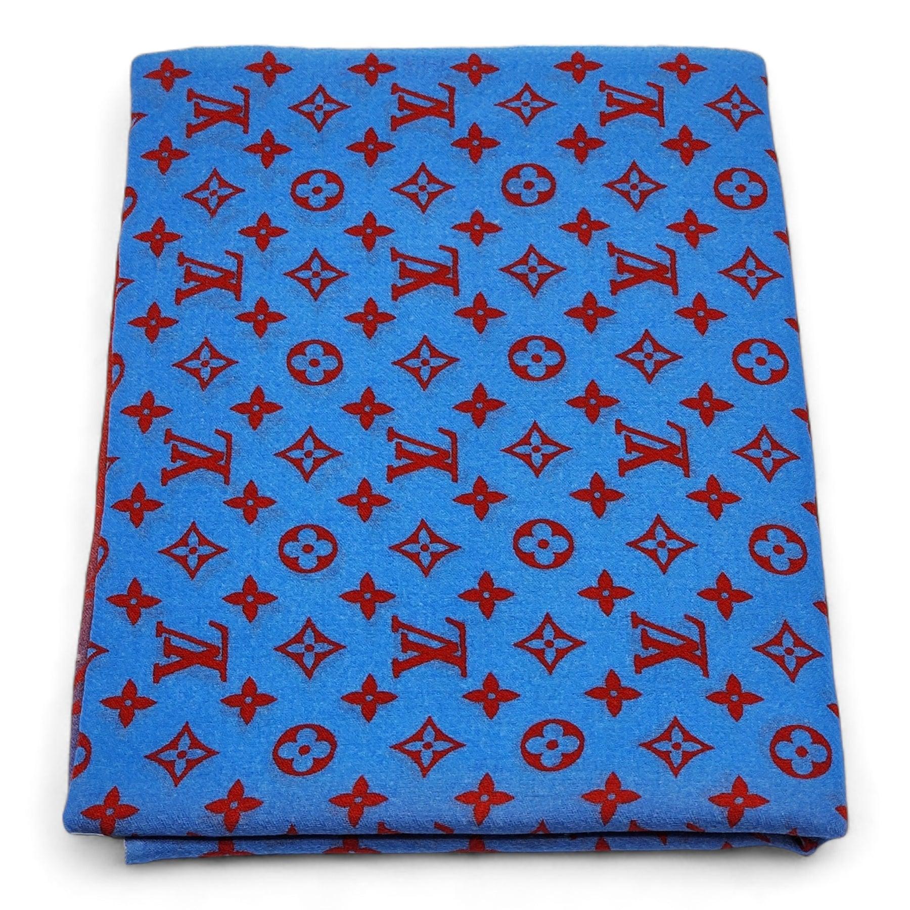 Purple Louis Vuitton LV Logo Multicolor Wool Oversized Scarf Blue/Red For Sale