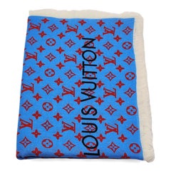 Louis Vuitton LV Logo Multicolor Wool Oversized Scarf Blue/Red M78715