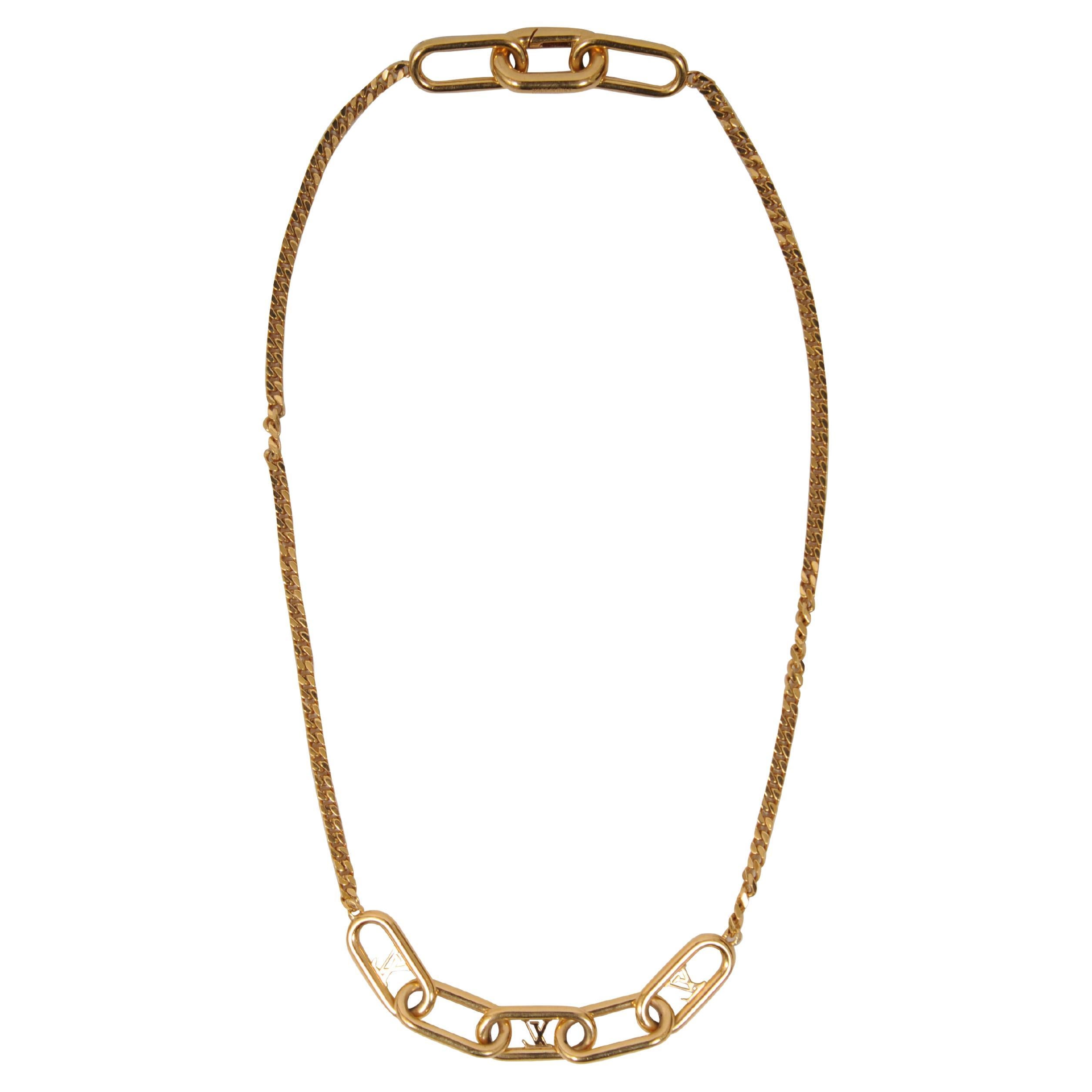 Louis Vuitton LV Logo My Chain Link Necklace Gold 22 Inch Wrap Bracelet