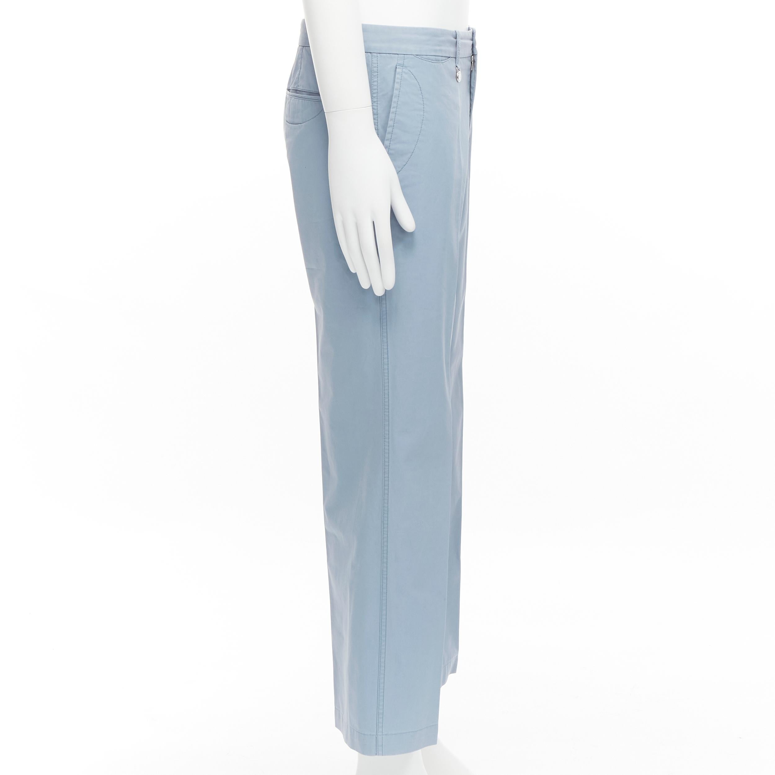LOUIS VUITTON LV logo plate light blue topstitch pocket flared pants EU42 M In Good Condition For Sale In Hong Kong, NT