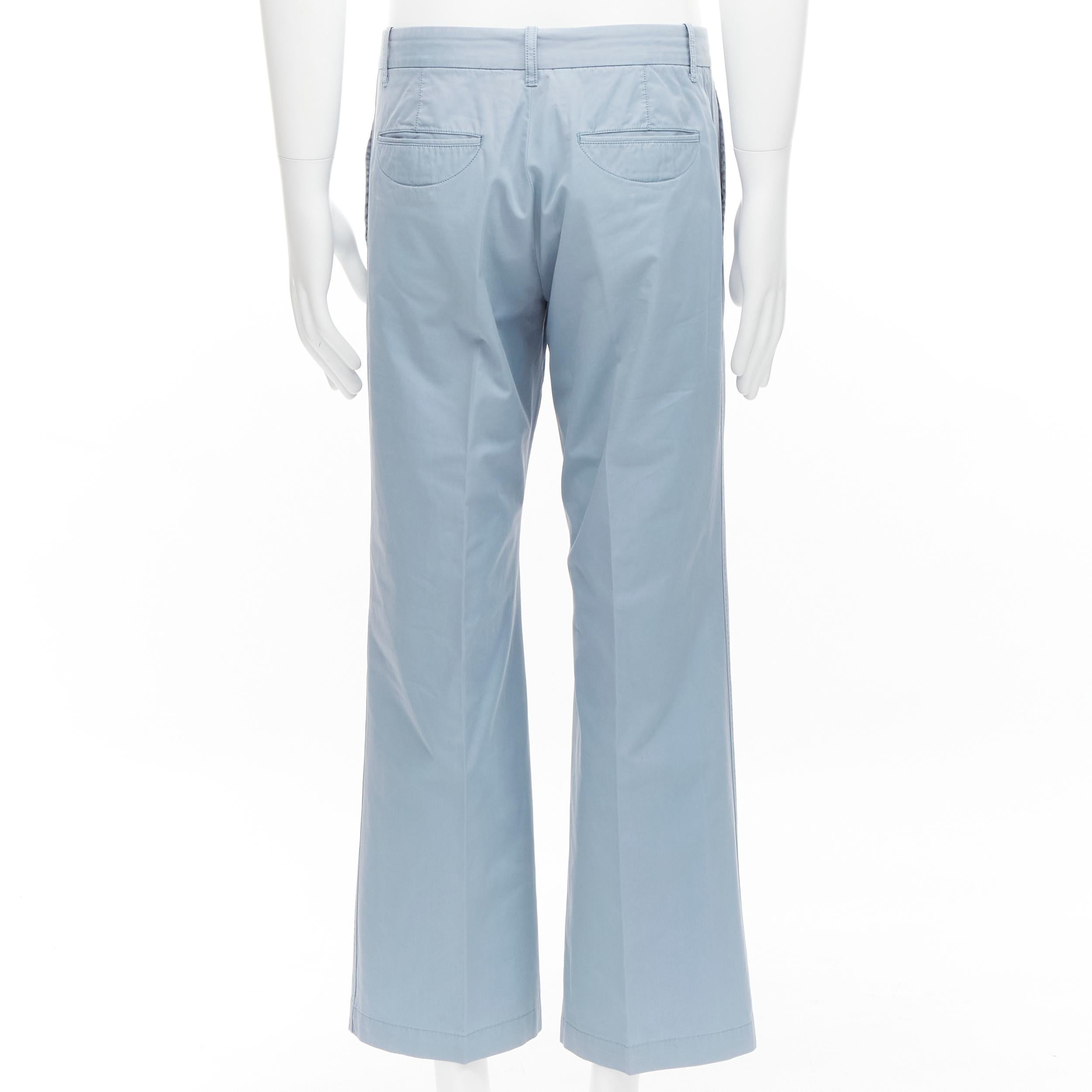 Men's LOUIS VUITTON LV logo plate light blue topstitch pocket flared pants EU42 M For Sale