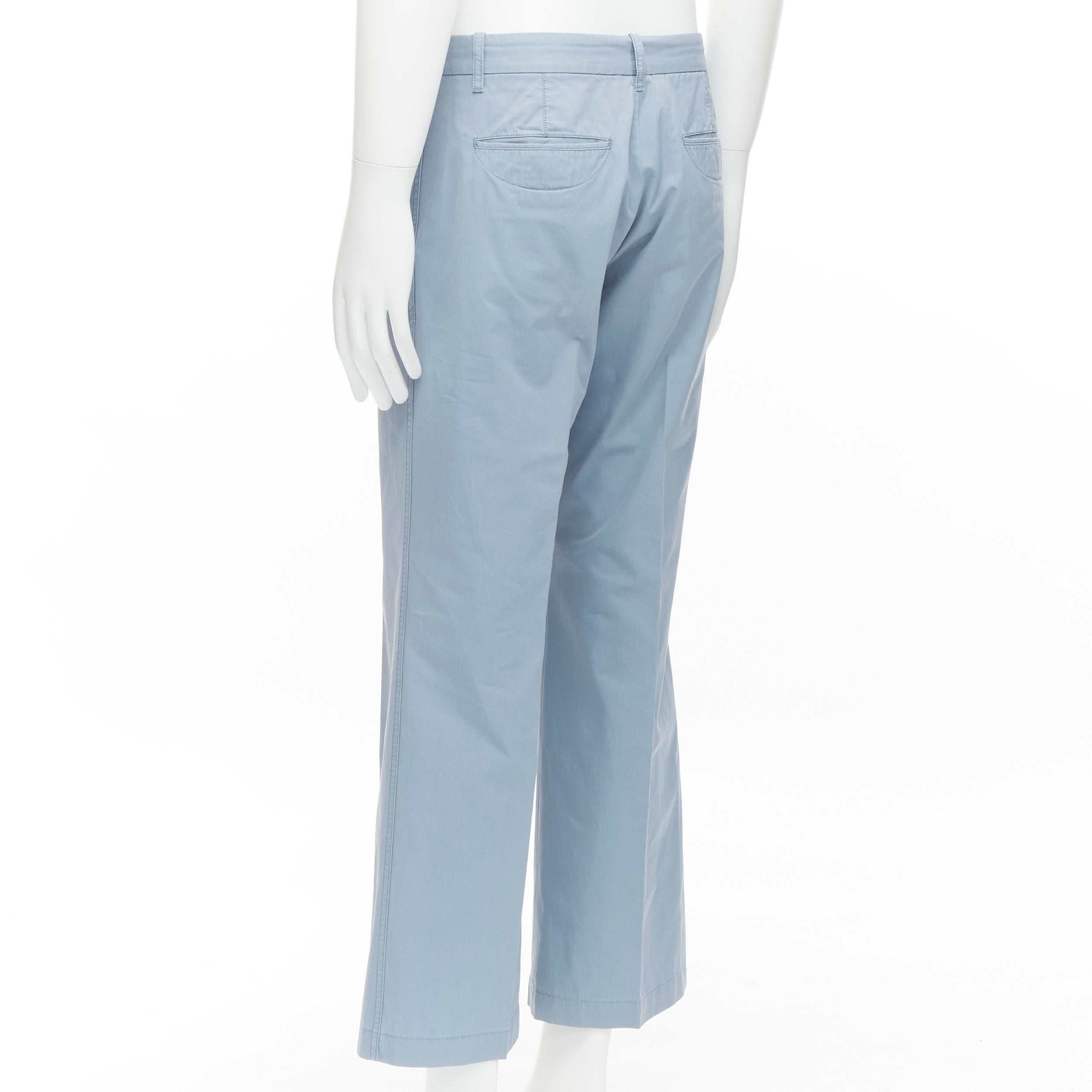 LOUIS VUITTON LV logo plate light blue topstitch pocket flared pants EU42 M For Sale 1