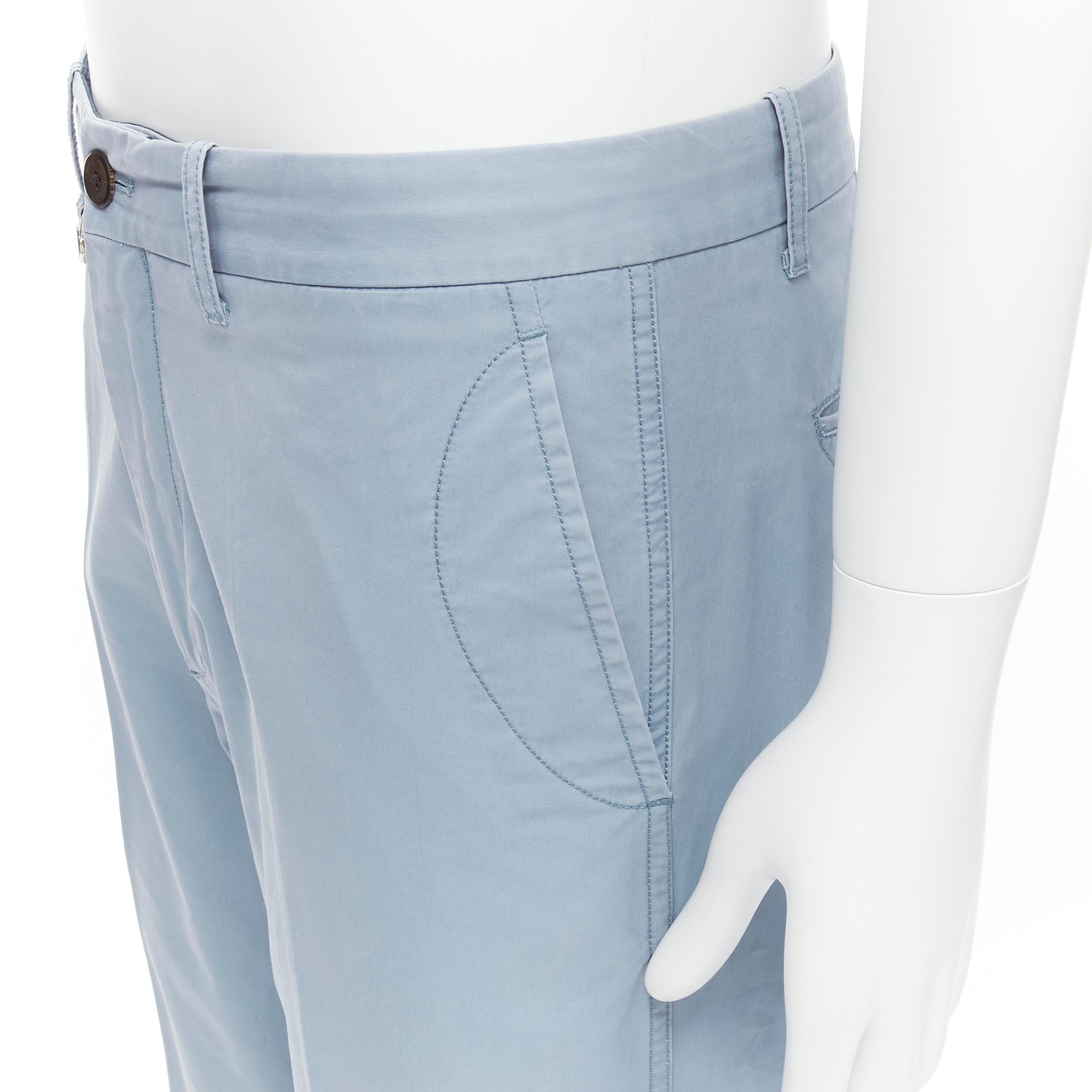 LOUIS VUITTON LV logo plate light blue topstitch pocket flared pants EU42 M For Sale 3