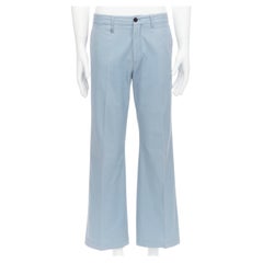 LOUIS VUITTON LV logo plate light blue topstitch pocket flared pants EU42 M