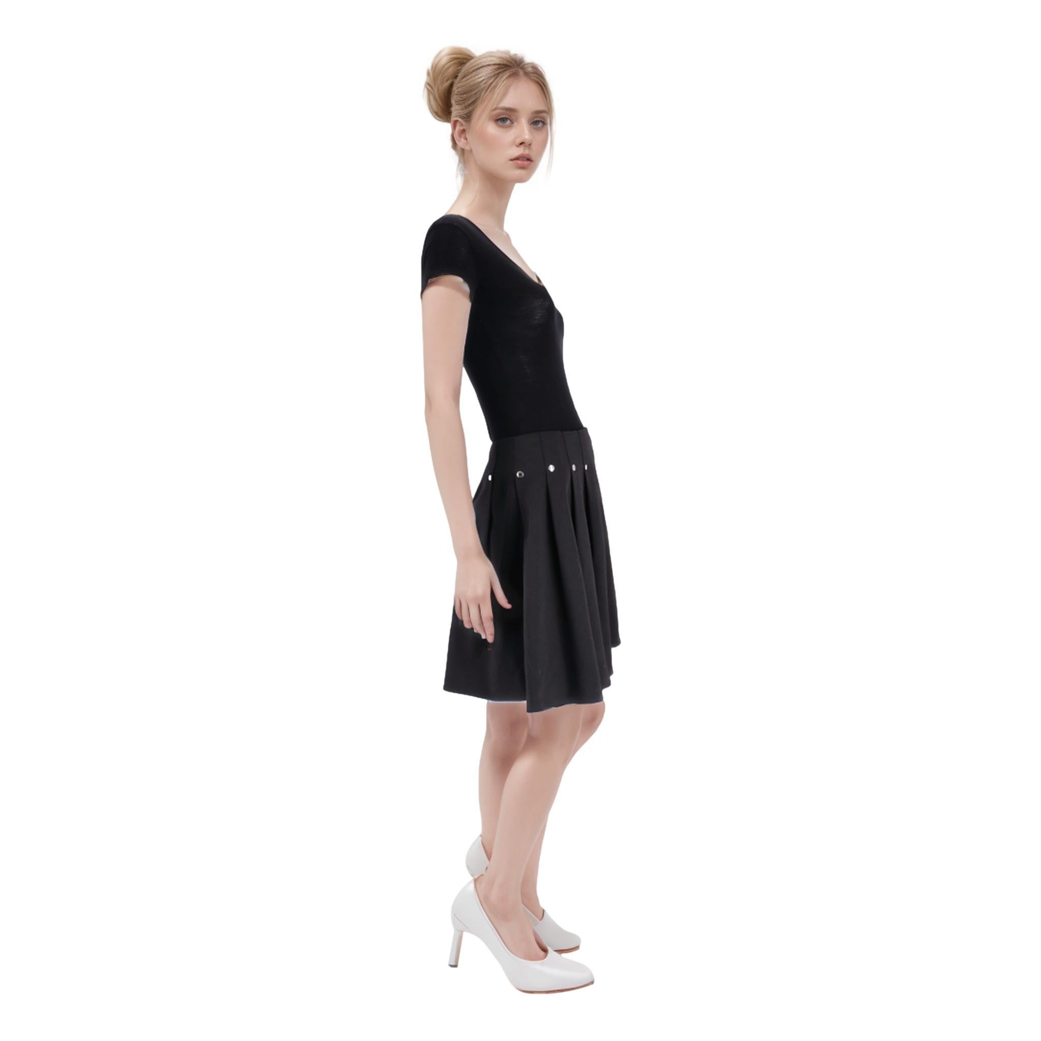 Black Louis Vuitton 'LV' Logo Rivet Mini Skirt For Sale